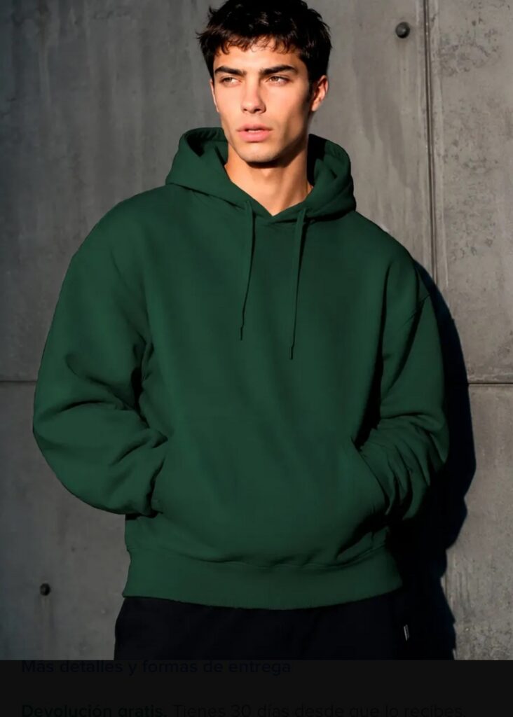 Sudadera con capucha color verde