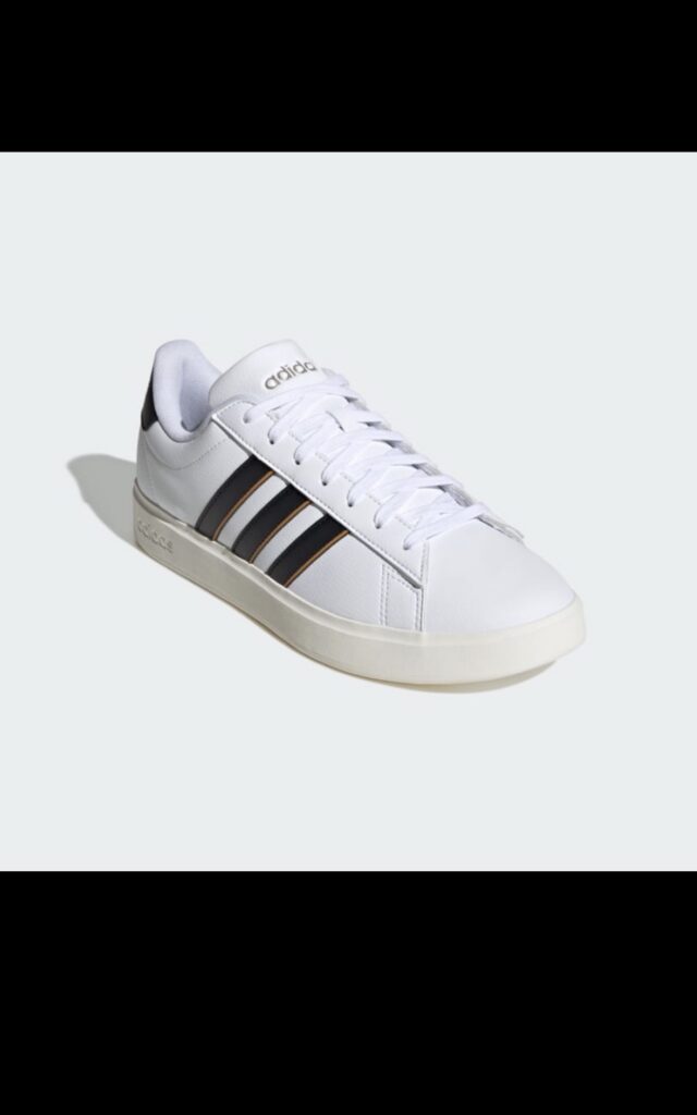 Tenis adidas blanco con franjas negras 2