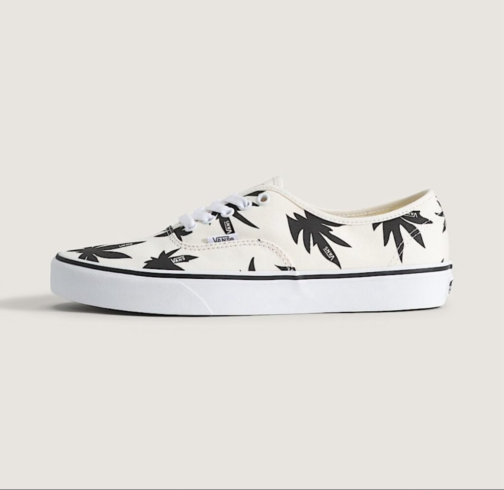 Tenis Vans blanco con estampado de palmeras